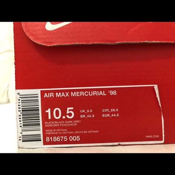 Nike Air Max Mercurial ‘98 Black Dark Grey New - Picture 7 of 8